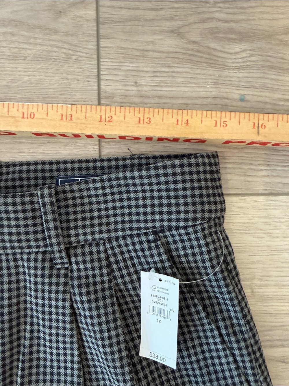 NEW | Gap | 365 High Rise Brushed Twill Pleated Trousers | Black/Gray Gingham - Picture 4 of 8